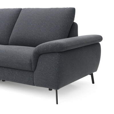 Ecksofa Gotera - Longchair groß mit 1,5-Sitzer med + 1,5-Sitzer med rechts inkl. Schlaffunktion (teilmotorisch), Armlehne klappbar, Rückenlehne verstellbar  und einmal Relaxfunktion (teilmotorisch), Stoff, Anthrazit