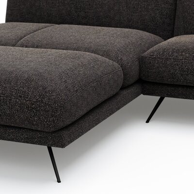Ecksofa Valdemoro - Longchair mit 2,5-Sitzer rechts inkl. Rückenlehne verstellbar, Stoff, Anthrazit