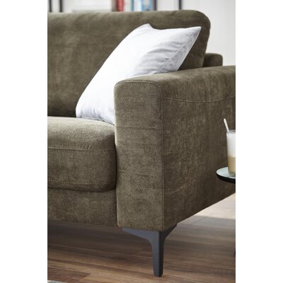 Ecksofa Oviedo - Longchair links mit 1,5-Sitzer, Stoff, Braungrün