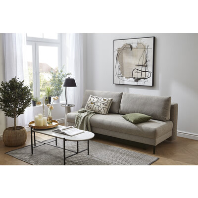 Schlafsofa Salema - 3-Sitzer mit Schlaffunktion (Liegefläche ca. 140x200 cm), Stoff, Kiesel