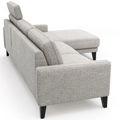 Ecksofa Matero - 2,5-Sitzer mit Longchair rechts inkl. Relaxfunktion motorisch, Stoff, Hellgrau