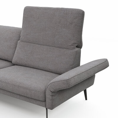 Ecksofa Estrela - Ecke links mit 2,5-Sitzer inkl. Rücken-/Armlehne/Sitztiefe verstellbar, Stoff, Grau
