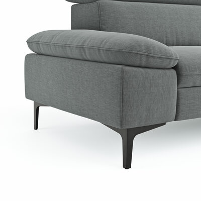Ecksofa Felipa - 2,5-Sitzer mit Ecke rechts inkl. Kopfteil verstellbar, Stoff, Grau