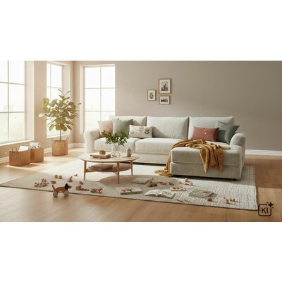 Ecksofa Almeria - 2-Sitzer mit Longchair rechts inkl. 1 Relaxfunktion motorisch, Stoff, Offwhite