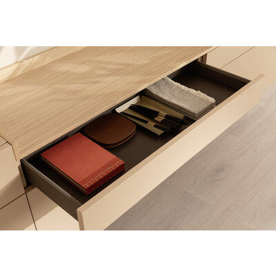 Sideboard Venzone - BHT ca. 234x54x40 cm, Lack, Pfirsich, Eiche