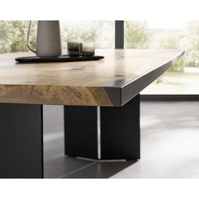 Esstisch Nera - LB ca. 220 x 110 cm, Asteiche massiv, Epoxy, Grau