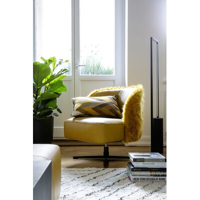 Sessel Cuneo - drehbar, Leder Kurkuma, Stoff, Gold
