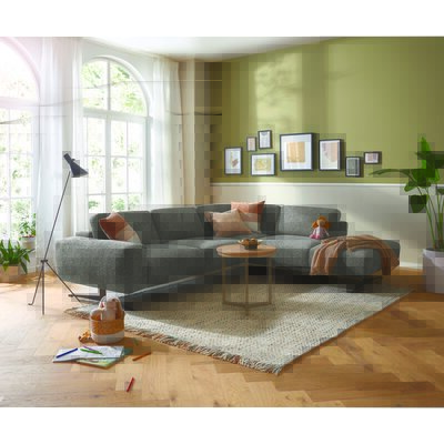 Ecksofa Benissa - Ecke und Abschlussteil mit 2,5-Sitzer rechts inkl. Rückenlehne verstellbar, Stoff, Dunkelgrau
