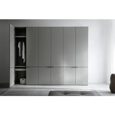 Drehtürenschrank Matera - BHT ca. 301x235x60 cm, Lack Matt, Muschelgrau, Griffe Coffee