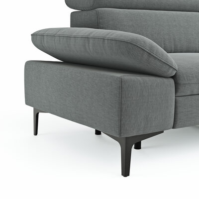 Ecksofa Felipa - 2,5-Sitzer mit Ecke rechts inkl. Armlehne verstellbar und Rückenlehne/Sitztiefe verstellbar (motorisch), Stoff, Grau