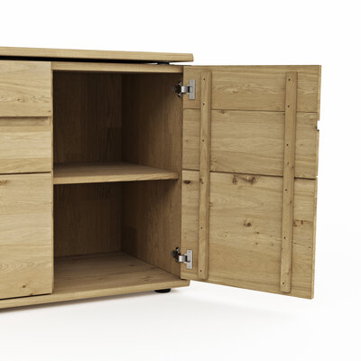 Sideboard Amora - schwenkbar, Wildeiche massiv bianco