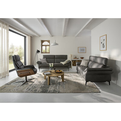 Hocker Perano - Nussbaum, Leder, Antrazit