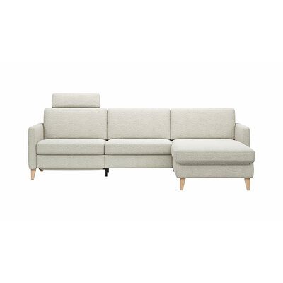 Ecksofa Arima N - 2,5-Sitzer mit Longchair rechts inkl. Relaxfunktion und Sitzvorzug (motorisch), Stoff, Creme 9151337