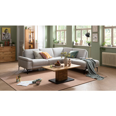 Ecksofa Matero - 2-Sitzer mit Ecke rechts, Stoff, Hellgrau