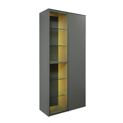 Vitrine Satola - inkl. Beleuchtung, Lack matt, Olive 202803