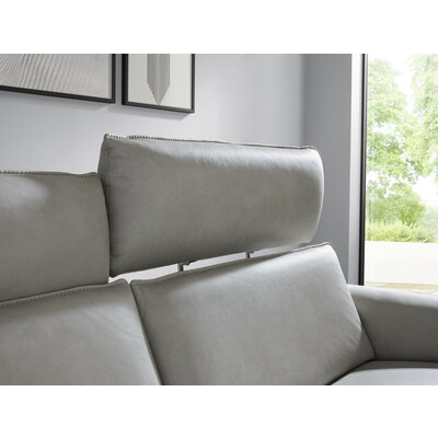 Sofa Avela - 3-Sitzer inkl. Relaxfunktion und Kopfteil verstellbar motorisch, Leder, Steingrau