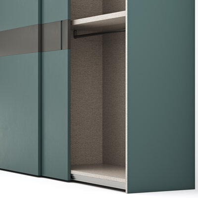 Schiebetürenschrank Loretto - B ca. 280 cm, Lack matt, Salbeigrün