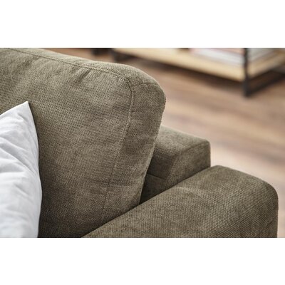 Ecksofa Oviedo - Longchair links mit 1,5-Sitzer, Stoff, Braungrün