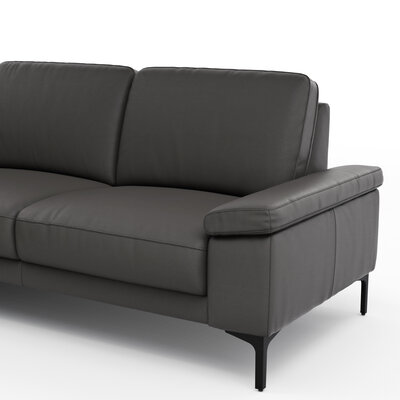 Ecksofa Matero - Ecke mit 2-Sitzer rechts, Leder, Anthrazit
