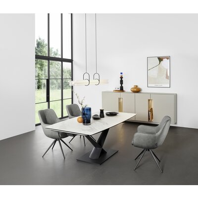 Sideboard 3900 -  Hängend inklusive Beleuchtung, Lack matt, Hellgrau