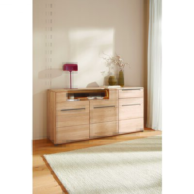 Sideboard Calpe - inkl. Beleuchtung, Eiche massiv, lgeno geölt