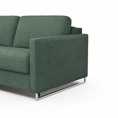Ecksofa Nuoro - Longchair links mit 2-Sitzer inkl. Schlaffunktion und Bettkasten, Stoff, Dunkelgrün