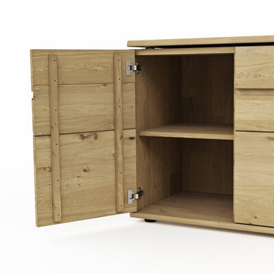Sideboard Amora - schwenkbar, Wildeiche massiv bianco