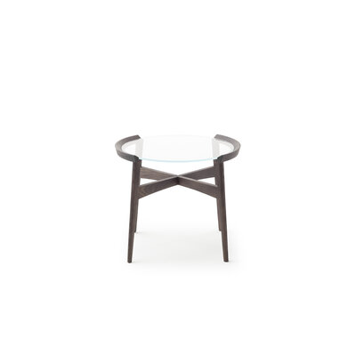 Beistelltisch Loretto - Rund 56 cm, Glasplatte, Gestell Dunkelbraun 131024