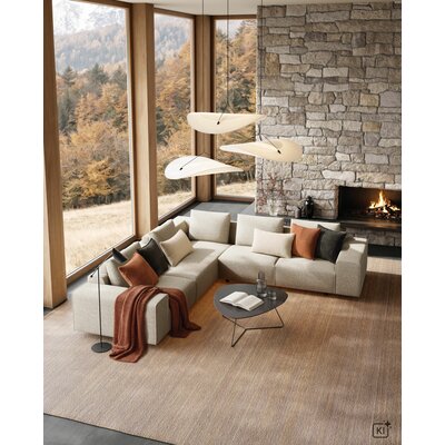 Ecksofa Sorano - Ecke links, 2-Sitzer, Stoff, Graubeige