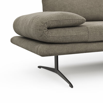 Ecksofa Lucero - 2-Sitzer mit Longchair rechts inkl. Rückenlehne/ Sitztiefe/ Armlehne verstellbar und Drehsitz, Stoff, Olivegrün