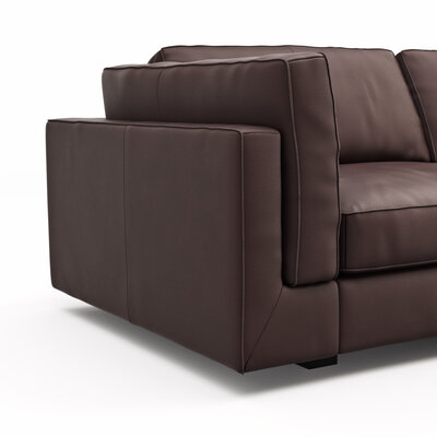 Sofa Aprino 3 - 3,5-Sitzer L, Dickleder, Dunkelbraun, Armlehne Kissen