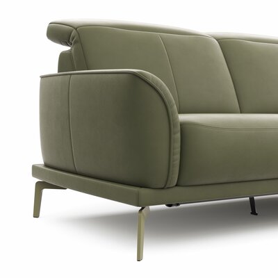 Sofa Amadena - 2-Sitzer inkl. Relaxfunktion motorisch und Kopfteil verstellbar, Leder, Olive