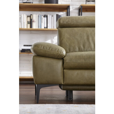 Sofa Felipa - 3-Sitzer inkl. Relaxfunktion (motorisch) und Kopfteil verstellbar, Leder, Olive