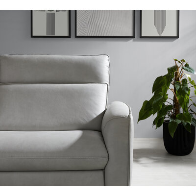 Sofa Avela - 3-Sitzer inkl. Relaxfunktion und Kopfteil verstellbar motorisch, Leder, Steingrau