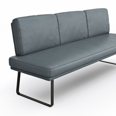 Bank Valloni - B ca. 221 cm, mit Rückenlehne, Leder Hellblau