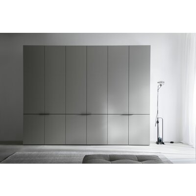 Drehtürenschrank Matera - BHT ca. 301x235x60 cm, Lack Matt, Muschelgrau, Griffe Coffee