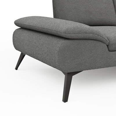 Ecksofa Collina - 2,5-Sitzer, Longchair rechts inkl. Sitztiefen- u. Armlehehnenverstellung, Stoff, Dunkelgrau