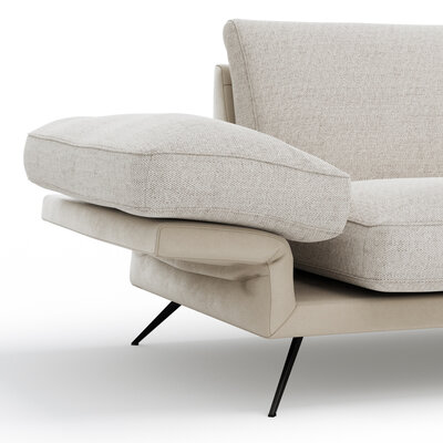 Ecksofa Valdemoro - 2,5-Sitzer mit  Longchair rechts inkl. Rückenlehne verstellbar, Stoff, Creme