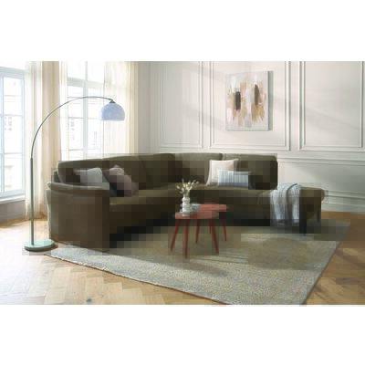 Ecksofa Gomera - 2,5-Sitzer mit Ecke und Abschlussteil rechts, Stoff, Mocca