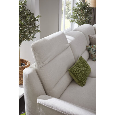 Ecksofa Cornella Plus - 2-Sitzer links mit Ecke und Abschlussteil rechts inkl. Relaxfunktion (motorisch), Kopfteilverstellung, Stoff, Creme