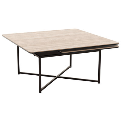 Couchtisch Cena - LB ca. 132x108 cm, Platten drehbar, Keramik, Travertin 145316