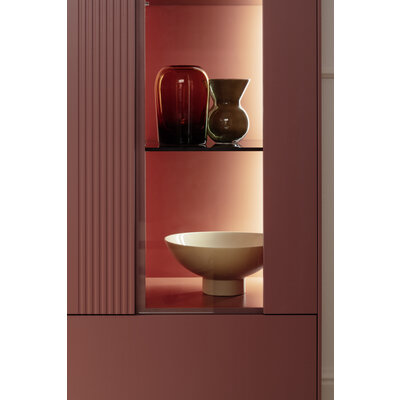 Highboard Colore - mit Beleuchtung, BHT ca. 90x144x45 cm, Lack, Samtbeere