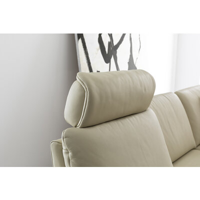 Ecksofa Collina - 2,5-Sitzer, Longchair rechts, inklusive Kopfstütze, Leder, Ecru
