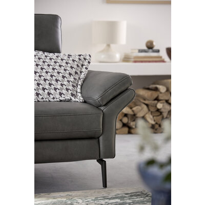 Sofa Atella - 2,5-Sitzer, inklusive Kopfteilverstellung, Leder, Anthrazit