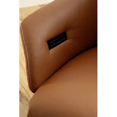 Relaxsessel Follina - Relaxfunktion (motorisch), Leder, Stoff, Cognac