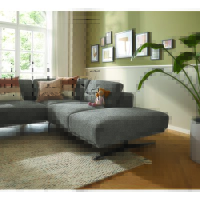 Ecksofa Benissa - Ecke und Abschlussteil mit 2,5-Sitzer rechts inkl. Rückenlehne verstellbar, Stoff, Dunkelgrau
