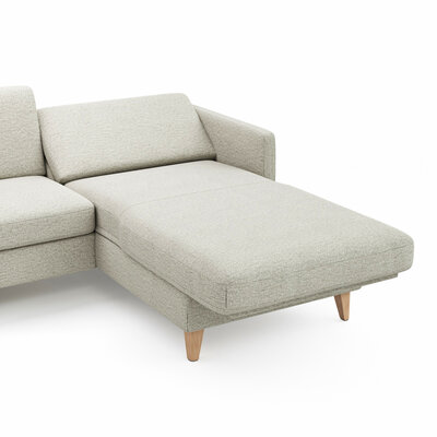 Ecksofa Arima N - 2,5-Sitzer mit Longchair rechts inkl. Relaxfunktion und Sitzvorzug (motorisch), Stoff, Creme