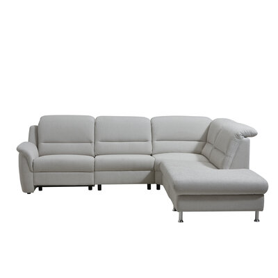 Ecksofa Cornella Plus - 2-Sitzer links mit Ecke und Abschlussteil rechts inkl. Relaxfunktion (motorisch), Kopfteilverstellung, Stoff, Creme