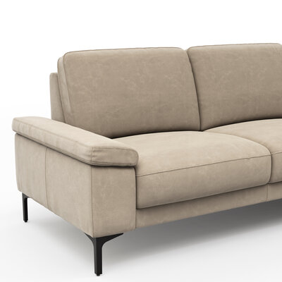 Ecksofa Matero - 2-Sitzer mit Ecke rechts, Leder, Taupe