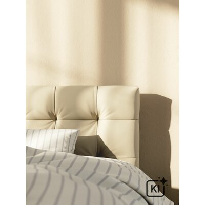 Bettgestell Coria - Liegefläche 180x200 cm, Leder, Bisquit